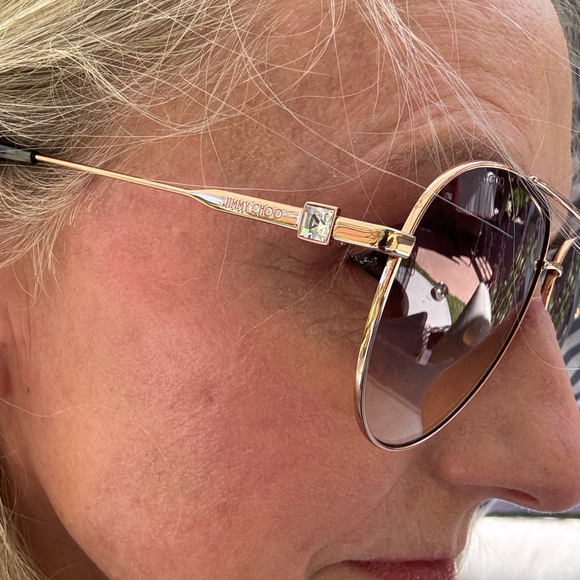 Jimmy Choo OLLY/S DDBHA Sunglasses Gold Copper Frame Brown Gradient Lens 145mm - Picture 10 of 10